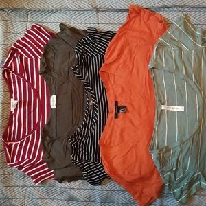 🦋(5 pieces) 2 Striped Short sleeve + 3 Short sleeve Women's Blouse